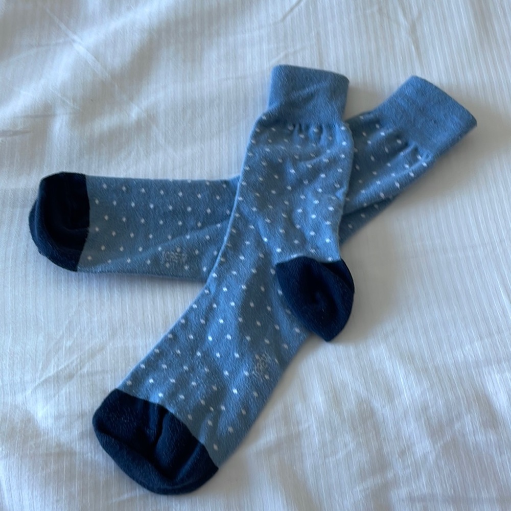 Baby blue polka dot crew socks by JCrew